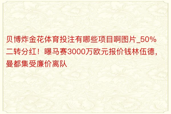 贝博炸金花体育投注有哪些项目啊图片_50%二转分红！曝马赛3