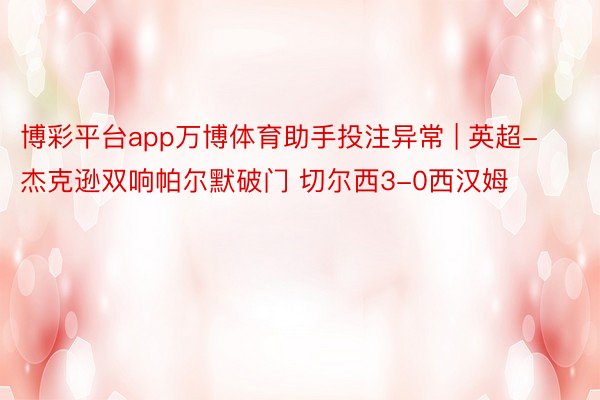 博彩平台app万博体育助手投注异常 | 英超-杰克逊双响帕尔