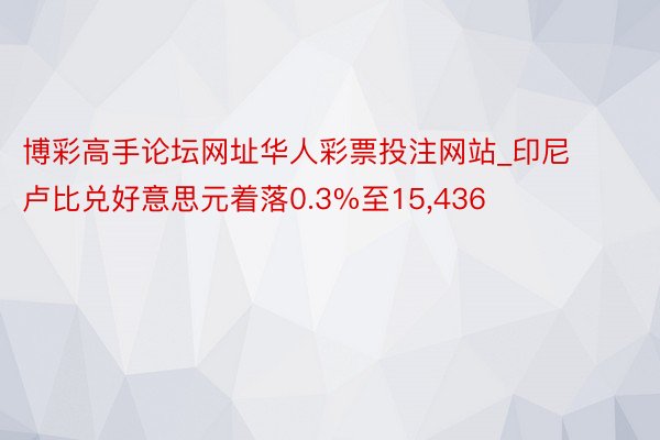 博彩高手论坛网址华人彩票投注网站_印尼卢比兑好意思元着落0.3%至15,436